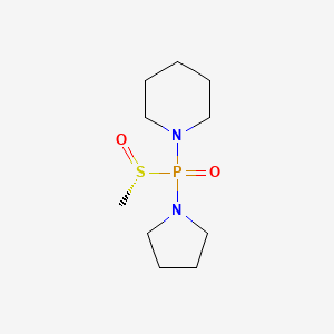 molecular formula C10H21N2O2PS B13736428 Piperidine, 1-((methylsulfinyl)-1-pyrrolidinylphosphinyl)-, (R*,R*)- CAS No. 141931-13-7