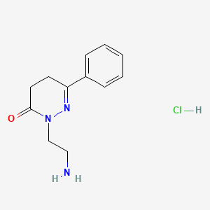 molecular formula C12H16ClN3O B1373654 2-(2-Aminoethyl)-6-phenyl-4,5-dihydro-3(2H)-pyridazinone hydrochloride CAS No. 1269288-52-9