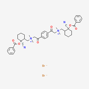molecular formula C44H52Br2N4O6 B13736547 Ammonium, (terephthaloyldimethylene)bis(((2-cyano-2-hydroxycyclohexyl)methyl)dimethyl-, dibromide, dibenzoate (ester) CAS No. 28003-38-5