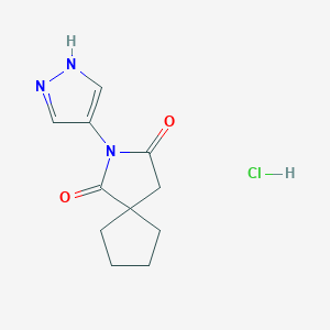 molecular formula C11H14ClN3O2 B1373675 2-(1H-吡唑-4-基)-2-氮杂螺[4.4]壬烷-1,3-二酮盐酸盐 CAS No. 1221723-01-8