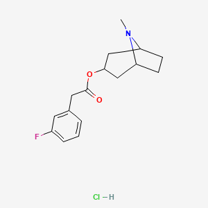 molecular formula C16H21ClFNO2 B13736776 Acetic acid, p-fluorophenyl-, 3-tropanyl ester, hydrochloride CAS No. 16048-43-4