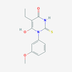molecular formula C13H14N2O3S B1373680 5-Ethyl-6-hydroxy-3-(3-methoxyphenyl)-2-sulfanyl-3,4-dihydropyrimidin-4-one CAS No. 1235440-68-2