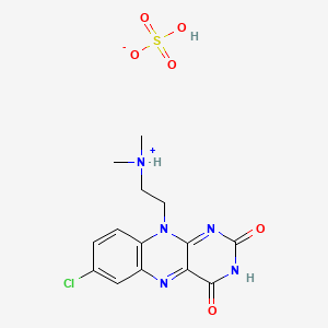 molecular formula C14H16ClN5O6S B13736819 Isoalloxazine, 7-chloro-10-(2-(dimethylamino)ethyl)-, sulfate CAS No. 101651-94-9