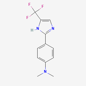 molecular formula C12H12F3N3 B13736827 N,N-dimethyl-4-[5-(trifluoromethyl)-1H-imidazol-2-yl]-Benzenamine CAS No. 33469-10-2