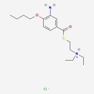 molecular formula C17H29ClN2O2S B13736924 3-Amino-4-butoxythiobenzoic acid S-(2-(diethylamino)ethyl) ester hydrochloride CAS No. 100811-79-8