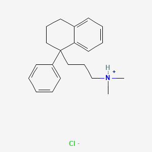 molecular formula C21H28ClN B13736996 Naphthalene, 1,2,3,4-tetrahydro-1-(3-dimethylaminopropyl)-1-phenyl-, hydrochloride CAS No. 10565-84-1