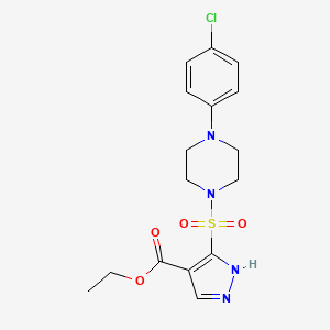 molecular formula C16H19ClN4O4S B1373705 ethyl 3-{[4-(4-chlorophenyl)piperazin-1-yl]sulfonyl}-1H-pyrazole-4-carboxylate CAS No. 1261016-92-5