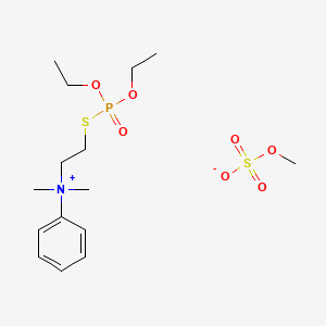 molecular formula C15H28NO7PS2 B13737091 Ammonium, (2-mercaptoethyl)dimethylphenyl-, ethyl sulfate, S-ester with O,O-diethyl phosphorothioate CAS No. 4532-85-8