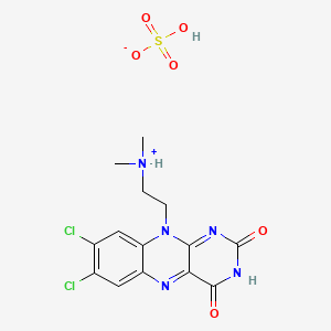 molecular formula C14H15Cl2N5O6S B13737174 Isoalloxazine, 7,8-dichloro-10-(2-(dimethylamino)ethyl)-, sulfate CAS No. 101652-02-2