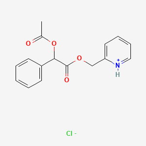 molecular formula C16H16ClNO4 B13737283 Mandelic acid, 2-pyridylmethyl ester, acetate, hydrochloride CAS No. 42023-70-1
