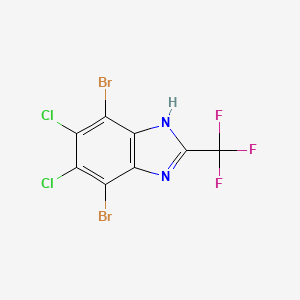 molecular formula C8HBr2Cl2F3N2 B13737370 Benzimidazole, 4,7-dibromo-5,6-dichloro-2-(trifluoromethyl)- CAS No. 41035-29-4
