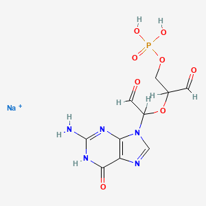 molecular formula C10H12N5NaO8P+ B13737402 Guanosine 2',3'-dialdehyde 5'-phosphate CAS No. 103192-44-5