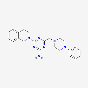 molecular formula C23H27N7 B13737410 Isoquinoline, 1,2,3,4-tetrahydro-2-(4-amino-6-((4-phenyl-1-piperazinyl)methyl)-s-triazin-2-yl)- CAS No. 30146-72-6