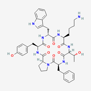 molecular formula C44H54N8O8 B13737449 Cyclo(D-trp-lys-thr-phe-pro-tyr) 