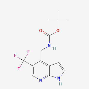 molecular formula C14H16F3N3O2 B1373747 tert-Butyl ((5-(trifluoromethyl)-1H-pyrrolo[2,3-b]pyridin-4-yl)methyl)carbamate CAS No. 1261366-02-2