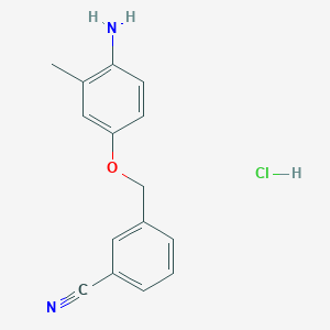 molecular formula C15H15ClN2O B1373753 3-(4-Amino-3-methylphenoxymethyl)benzonitrile hydrochloride CAS No. 1251925-23-1