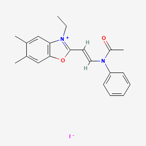 molecular formula C21H23IN2O2 B13737576 Benzoxazolium, 2-(2-(acetylphenylamino)ethenyl)-3-ethyl-5,6-dimethyl-, iodide CAS No. 41729-43-5