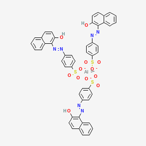 molecular formula C48H33AlN6O12S3 B13737639 Aluminum, tris[4-[[2-(hydroxy-kappaO)-1-naphthalenyl]azo-kappaN1]benzenesulfonato]- CAS No. 15876-51-4