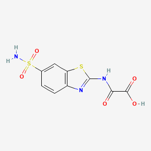 molecular formula C9H7N3O5S2 B13737763 Acetic acid, ((6-(aminosulfonyl)-2-benzothiazolyl)amino)oxo- CAS No. 104388-91-2