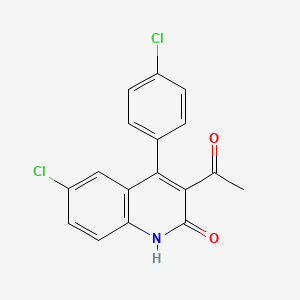 molecular formula C17H11Cl2NO2 B1373790 3-acetyl-6-chloro-4-(4-chlorophenyl)quinolin-2(1H)-one CAS No. 1283108-77-9