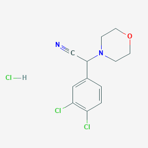 molecular formula C12H13Cl3N2O B1373792 (3,4-Dichloro-phenyl)-morpholin-4-yl-acetonitrile hydrochloride CAS No. 1208081-09-7