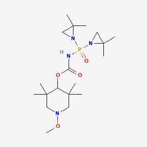 molecular formula C19H37N4O4P B13737937 Carbamic acid, (bis(2,2-dimethyl-1-aziridinyl)phosphinyl)-, 1-methoxy-2,2,6,6-tetramethyl-4-piperidyl ester CAS No. 101491-53-6