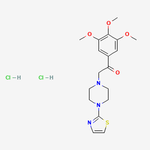 molecular formula C18H25Cl2N3O4S B13737998 Acetophenone, 2-(4-(2-thiazolyl)piperazinyl)-3',4',5'-trimethoxy-, dihydrochloride CAS No. 17755-67-8