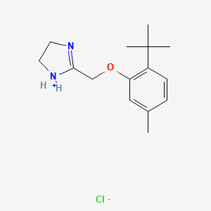 molecular formula C15H23ClN2O B13738019 2-[(2-tert-butyl-5-methylphenoxy)methyl]-4,5-dihydro-1H-imidazol-1-ium;chloride CAS No. 101626-72-6