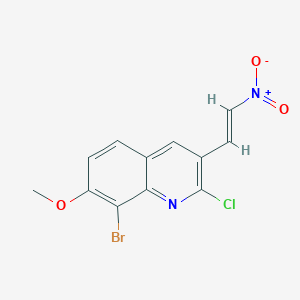 molecular formula C12H8BrClN2O3 B13738329 E-8-Bromo-2-chloro-7-methoxy-3-(2-nitro)vinylquinoline 