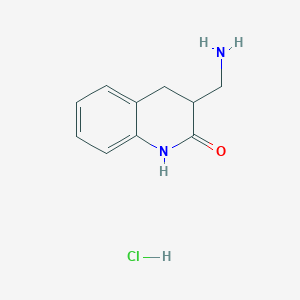 molecular formula C10H13ClN2O B1373837 3-(Aminomethyl)-1,2,3,4-tetrahydroquinolin-2-one hydrochloride CAS No. 1354962-10-9
