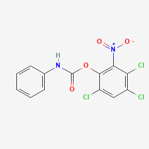 molecular formula C13H7Cl3N2O4 B13738376 Phenol, 2-nitro-3,4,6-trichloro-, phenylcarbamate CAS No. 14572-56-6