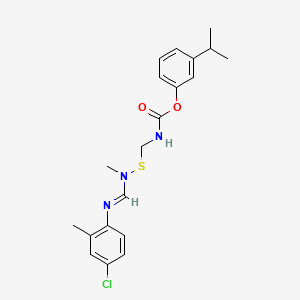 molecular formula C20H24ClN3O2S B13738405 Carbamic acid, (((((4-chloro-2-methylphenyl)imino)methyl)methylamino)thio)methyl-, 3-(1-methylethyl)phenyl ester CAS No. 104946-78-3