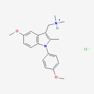 molecular formula C20H25ClN2O2 B13738483 Indole, 3-((dimethylamino)methyl)-5-methoxy-1-(p-methoxyphenyl)-2-methyl-, monohydrochloride CAS No. 13708-47-9