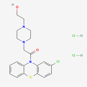 molecular formula C20H24Cl3N3O2S B13738675 Ketone, 2-chlorophenothiazin-10-yl (4-(2-hydroxyethyl)-1-piperazinyl)methyl, dihydrochloride CAS No. 29573-90-8