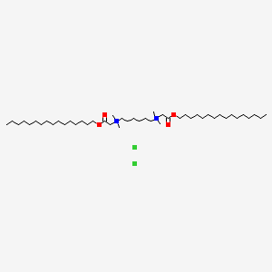molecular formula C46H94Cl2N2O4 B13738742 Ammonium, hexamethylenebis((carboxymethyl)dimethyl-, dichloride, dihexadecyl ester CAS No. 18277-83-3