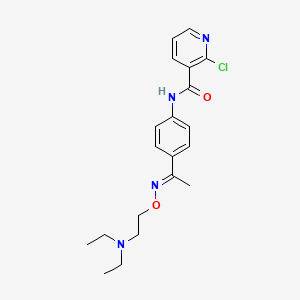 molecular formula C20H25ClN4O2 B13738843 p-(2-Chloronicotinamido)acetophenone O-(2-diethylaminoethyl)oxime CAS No. 38063-92-2
