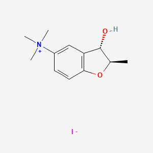 molecular formula C12H18INO2 B13738955 trans-(2,3-Dihydro-3-hydroxy-2-methyl-5-benzofuranyl)trimethylammonium iodide CAS No. 31509-23-6