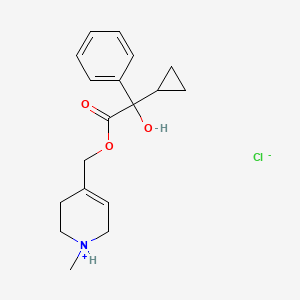 molecular formula C18H24ClNO3 B13739040 alpha-Cyclopropylmandelic acid (1-methyl-1,2,3,6-tetrahydro-4-pyridyl)methyl ester HCl CAS No. 101710-93-4