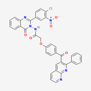 molecular formula C37H23ClN6O6 B13739336 Acetamide, N-(2-(4-chloro-3-nitrophenyl)-4-oxo-3(4H)-quinazolinyl)-2-(4-((2-phenyl-1,8-naphthyridin-3-yl)carbonyl)phenoxy)- CAS No. 136603-26-4