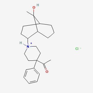 molecular formula C23H34ClNO2 B13739351 Bicyclo(3.3.1)nonan-9-ol, 2-(4-acetyl-4-phenyl-1-piperidyl)-9-methyl-, hydrochloride CAS No. 36363-02-7