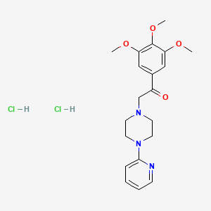 molecular formula C20H27Cl2N3O4 B13739380 Acetophenone, 2-(4-(2-pyridyl)piperazinyl)-3',4',5'-trimethoxy-, dihydrochloride CAS No. 16785-32-3