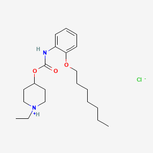 molecular formula C21H35ClN2O3 B13739417 Carbamic acid, (2-(heptyloxy)phenyl)-, 1-ethyl-4-piperidinyl ester, monohydrochloride CAS No. 105383-99-1