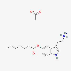 molecular formula C19H28N2O4 B13739579 Heptanoic acid, 3-(2-aminoethyl)indol-5-YL ester, monoacetate CAS No. 19716-84-8