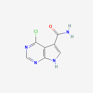 molecular formula C7H5ClN4O B1373960 4-Chloro-7H-pyrrolo[2,3-d]pyrimidine-5-carboxamide CAS No. 1350643-69-4