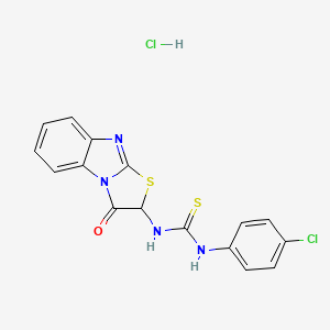 molecular formula C16H12Cl2N4OS2 B13739619 Urea, 1-(p-chlorophenyl)-3-(2,3-dihydro-3-oxothiazolo(3,2-a)benzimidazol-2-yl)-2-thio-, monohydrochloride CAS No. 29082-17-5
