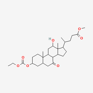 molecular formula C28H44O7 B13739621 Methyl 3alpha-((ethoxycarbonyl)oxy)-12alpha-hydroxy-7-oxo-5beta-cholan-24-oate CAS No. 21059-40-5