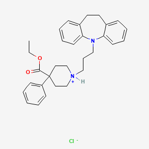molecular formula C31H37ClN2O2 B13739622 Isonipecotic acid, 1-(3-(10,11-dihydro-5-dibenz(b,f)azepinyl)propyl)-4-phenyl-, ethyl ester, hydrochloride CAS No. 14187-10-1