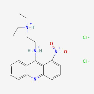 molecular formula C19H24Cl2N4O2 B13739643 Acridine, 9-((2-(diethylamino)ethyl)amino)-1-nitro-, dihydrochloride CAS No. 17074-42-9