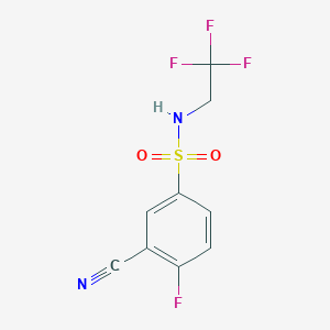 molecular formula C9H6F4N2O2S B1373965 3-cyano-4-fluoro-N-(2,2,2-trifluoroethyl)benzene-1-sulfonamide CAS No. 1394040-52-8