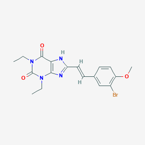 molecular formula C18H19BrN4O3 B137397 (E)-8-(3-Bromo-4-methoxystyryl)-1,3-diethylxanthine CAS No. 155271-48-0